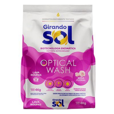 Lava roupa pó rosa floral girando sol 4kg
