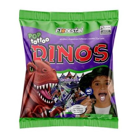 Pirulito florestal pop tattoo dinos 400g