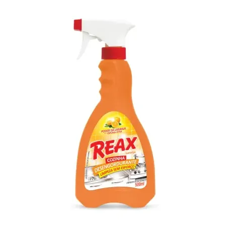 Limpador Desengordurante Para Cozinha REAX Extrato de Laranja Gatilho 500ml