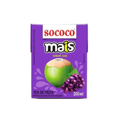 AGUA COCO SOCOCO MAIS 200ML UVA CX 24.0