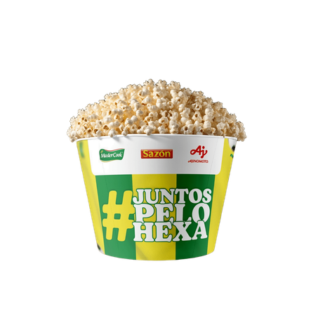 KIT PIPOCA MASTER COOK PREMIUM 2X400G + 1 TEMPERO SAZON EM PÓ PIPOCA MANTEIGA 60G + 1 BALDE PERSONALIZADO