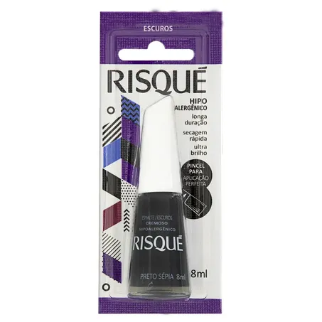 Esmalte Risqué Preto Sépia Embalagem 8ML