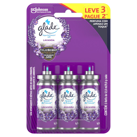 Purificador de Ar Glade 12ml - Toque de Frescor - Lavanda e Ocean Oasis - Refil - Leve 3, Pague 2 Purificadores
