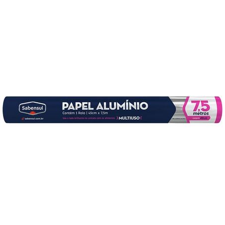 Papel alumínio sabensul 45cmx7.5m