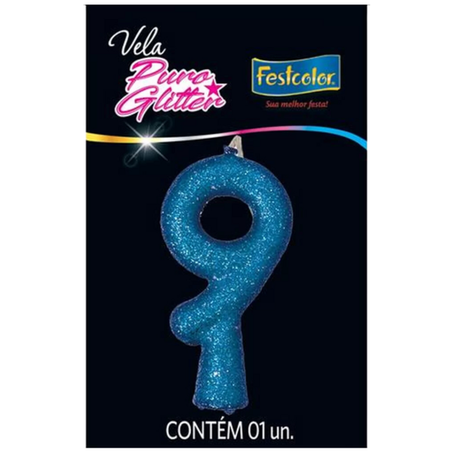 VELA PURO GLITTER AZUL N9 FESTCOLOR 