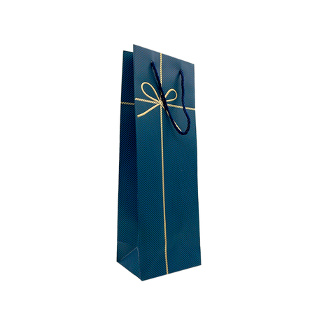 Sacola para Bebidas Azul 12,7x8,3x36Cm