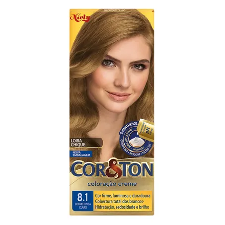 Tintura para cabelo cor & ton 8.1 louro cinza claro