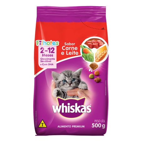 RAÇÃO PARA GATOS FILHOTES 2 A 12 MESES CARNE E LEITE WHISKAS