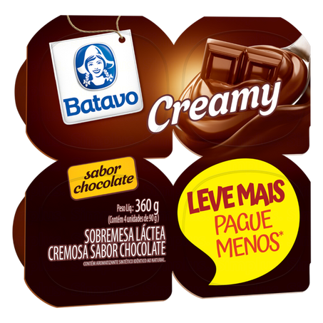 Sobremesa lactea creamy chocolate batavo 360g