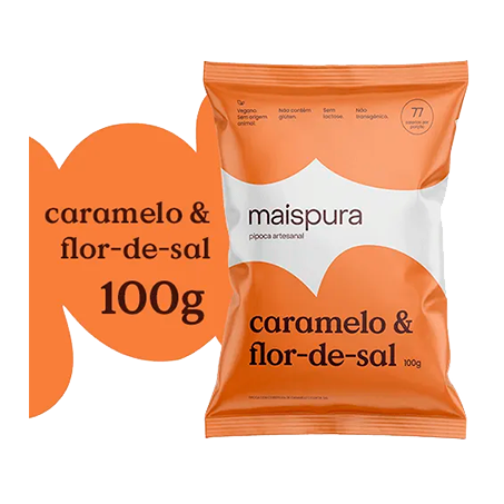 Pipoca artesanal mais pura caramelo e flor de sal 100g