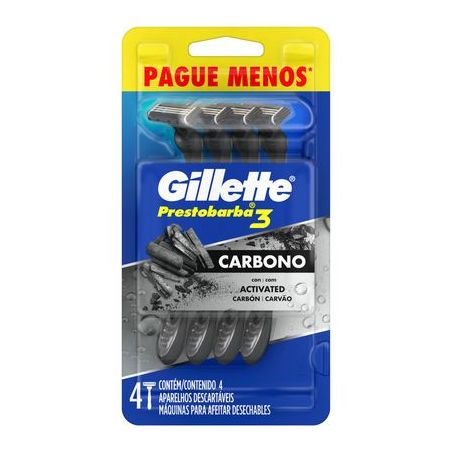 Aparelho Barb Gillette Prestobarba 3 Carbono Lv4 Pg3 Promo