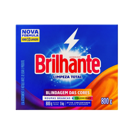 SABÃO PÓ BRILHANTE LIMPEZA TOTAL 800G CX