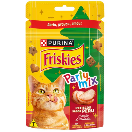Petisco para Gatos Purina Friskies Party Mix Adultos Sabor Peru 40g Edição Limitada