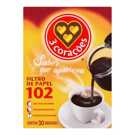 Filtro de papel 3 corações 102 com 30 unidades