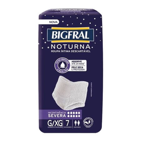 ROUPA INTIMA BIGFRAL NOTURNA UNISSEX G/XG COM 7 UNIDADE