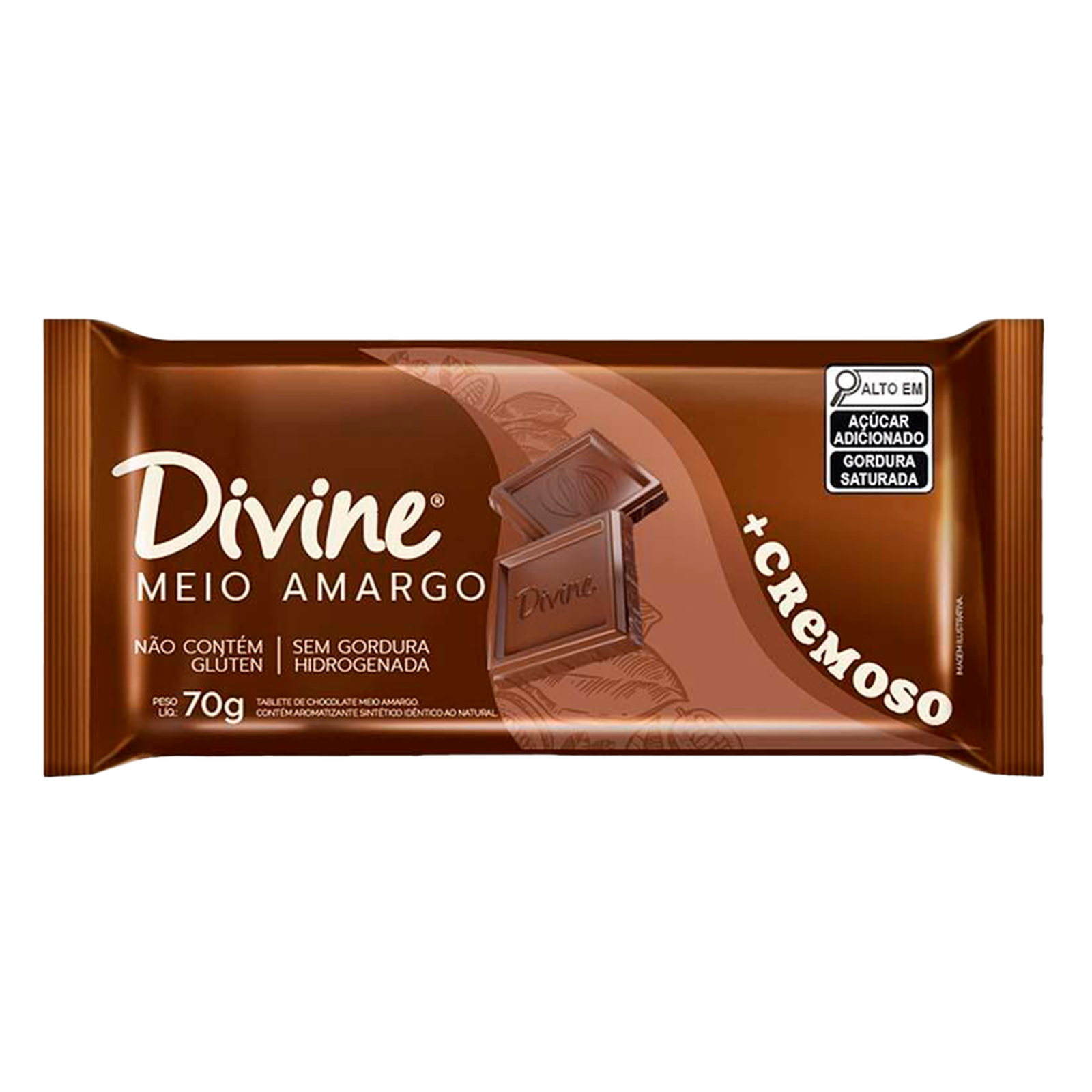 Chocolate Divine Meio Amargo Mais Cremoso 70g | Hippo Supermercados