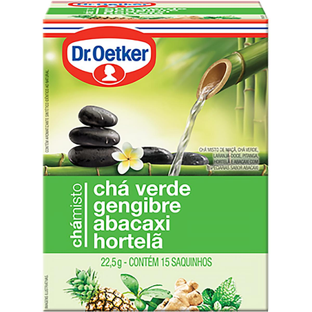 Chá Dr. Oetker 22,5g - Misto - Chá-verde, Gengibre, Abacaxi e Hortelã