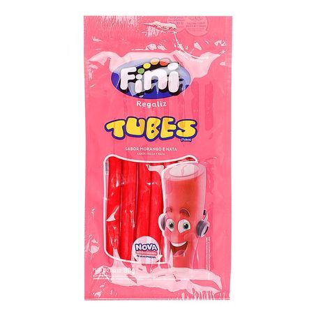 Bala gelatina fini tubinho morango 80g