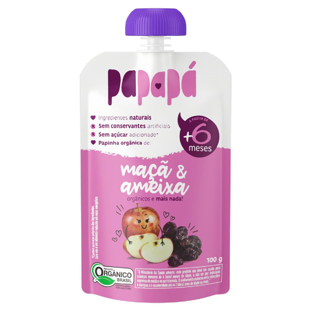 Papinha Orgânica Papapá 100g - Maçã e Ameixa