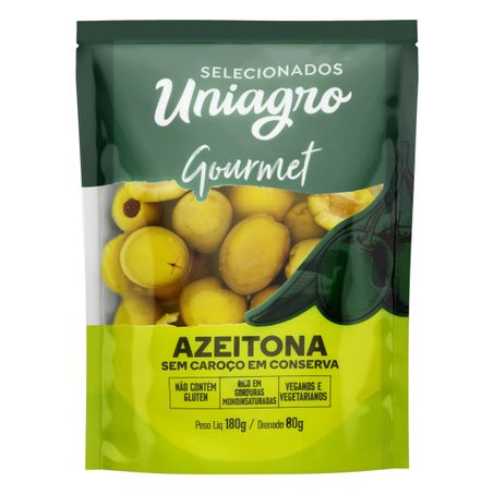 AZEITONA VERDE EM CONSERVA SEM CAROÇO UNIAGRO GOURMET