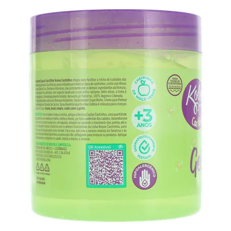 GELATINA CAPILAR INFANTIL KOLENE CACHINHOS COM GLITTER POTE 500G 360-25