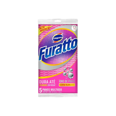 PANO MULTIUSO LIMPPANO FURATTO ROSA COM 5 UNIDADE 