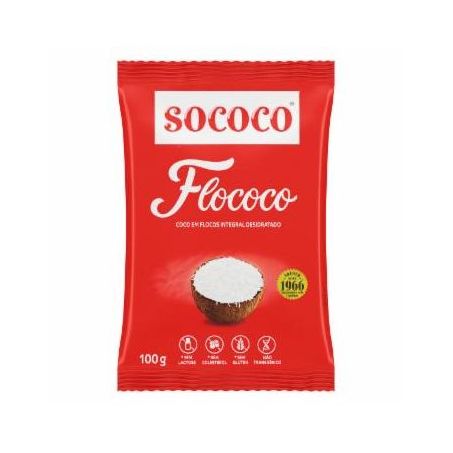 Coco ralado desidratado em flocos sococo flococo pacote 100g