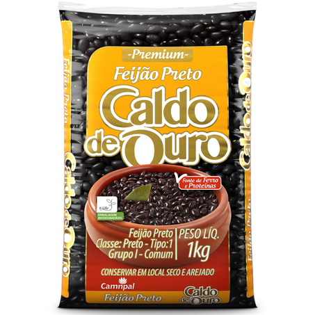 Feijao grao caldo ouro 1kg preto