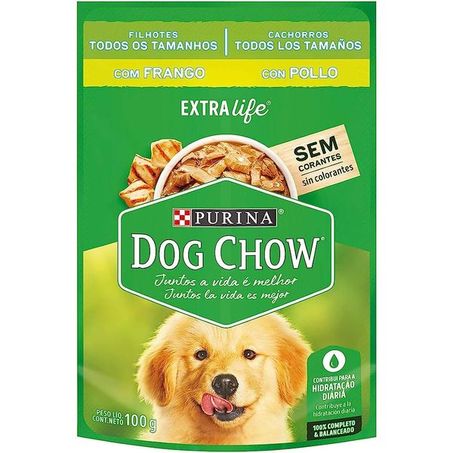 Ração dog chow para cães filhotes frango sachê 100gr
