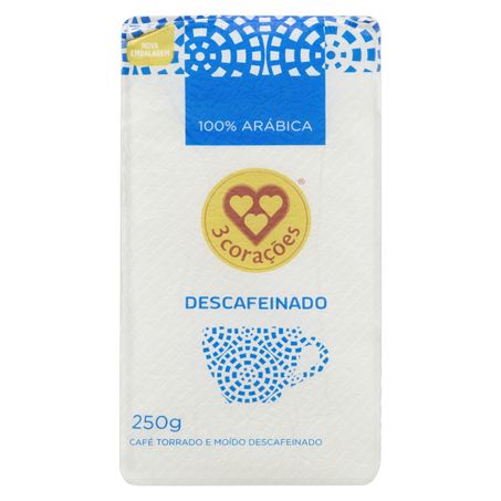 CAFÉ TORRADO E MOÍDO SUPERIOR DESCAFEINADO 3 CORAÇÕES