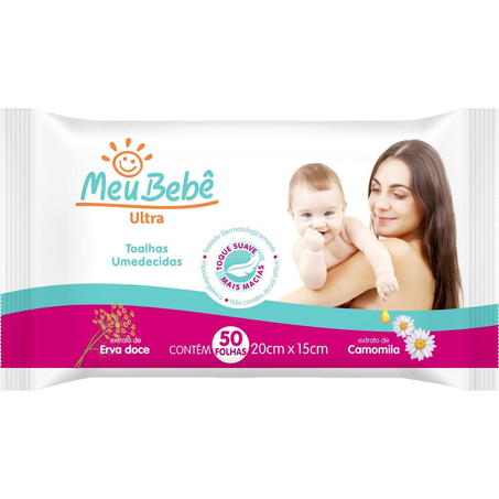 Toalhinha Umedecida Meu Bebê Ultra - Com 50 Toalhinhas
