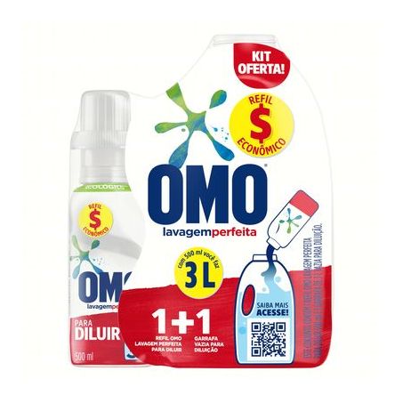 Detergente líquido omo p. diluir lavagem perfeita+ garrafa 500ml
