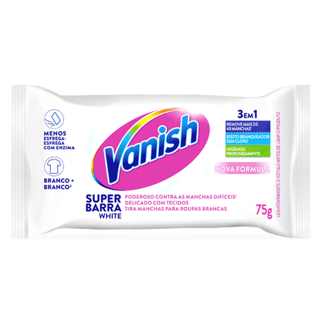 SABÃO BARRA VANISH SUPER BARRA WHITE 75G