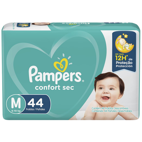 FRALDA PAMPERS CONFORT SEC MEGA M PACOTE C/44UNID