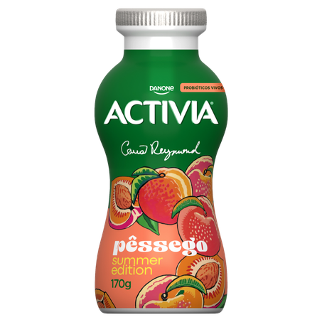 Leite Fermentado Parcialmente Desnatado Pêssego com Probióticos Vivos Activia Frasco 170g Summer Edition