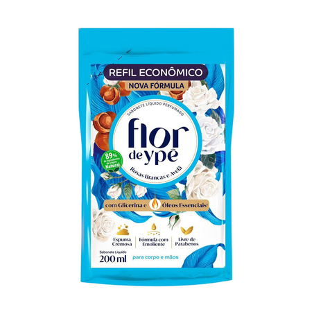 Sabonete Líquido Flor de Ypê 200ml - Rosas Brancas e Avelã - Refil