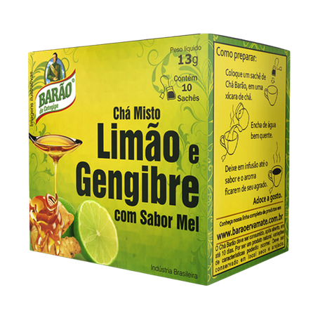 Chá barão limão e gengibre com sabor de mel 13g