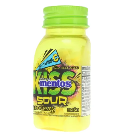 Pastilha Mentos Kiss Suor Limão Ácido Frasco com 55un - 38.5gr 360-4
