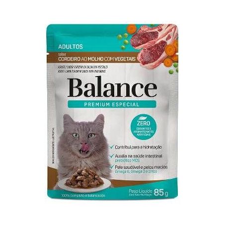 Ração gatos adultos cordeiro ao molho com vegetais balance 85g