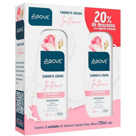 SABONETE LÍQUIDO ABOVE INTIMO CHAMPAGNE E MEL 2X250ML GRÁTIS 20%