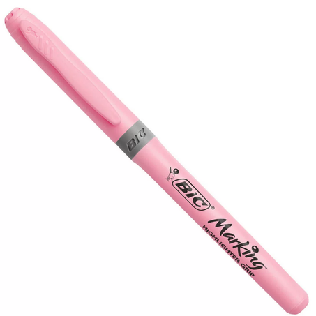 Escolar destaca texto bic marking rosa pastel