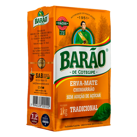 Erva Mate Barão Embalada à Vácuo Tradicional 1kg