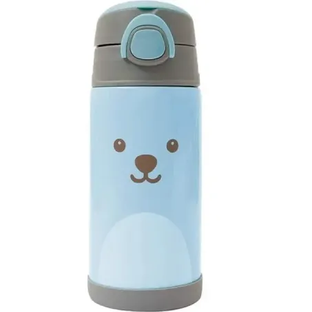 GARRAFA BUBA INFANTIL TÉRMICA COM CANUDO GUMY AZUL 400ML