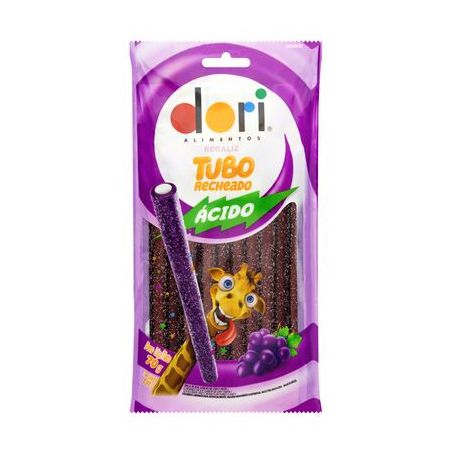 Bala Dori Regaliz Tubo Recheado Ácido Uva 70G