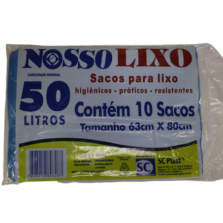 SACO LIXO AZUL NOSSO LIXO 50LT C/10