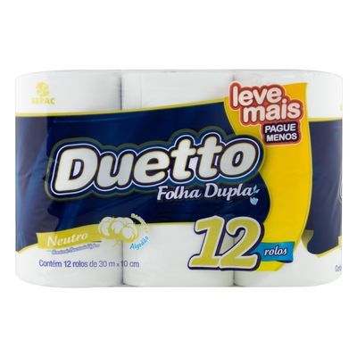 Papel higiênico folha dupla lm pm duetto c/12