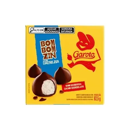 Picole Garoto Bombomzin Baunilha Com Cobertura De Chocolate Caixa 82,5g 
 