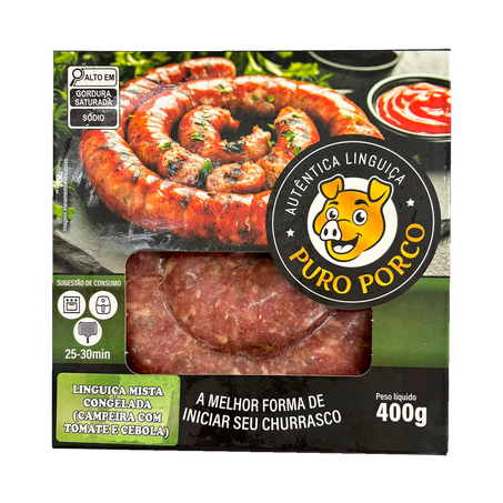 Linguiça Suína Puro Porco Mista Campeira Com Tomate e Cebola 400g