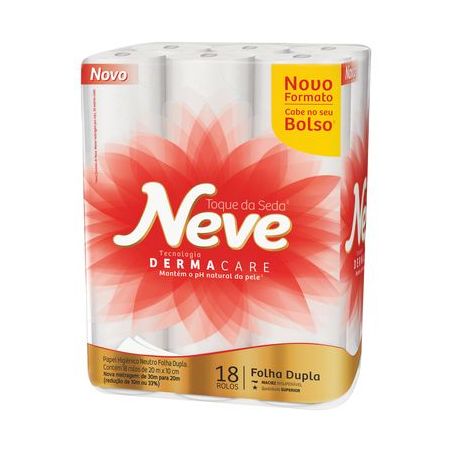 Papel Higiênico Folha Dupla Neutro Neve Toque Da Seda Pacote 18 Unidades 20M