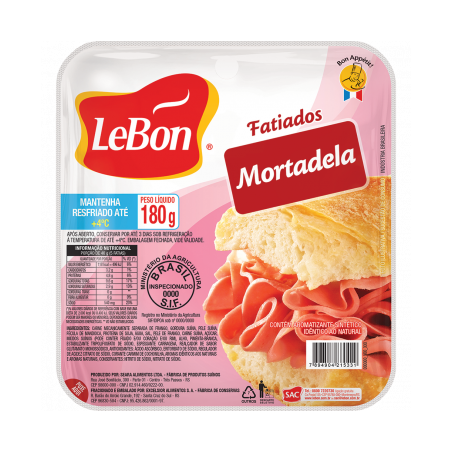 MORTADELA LEBON  180GR C/TOUCINHO